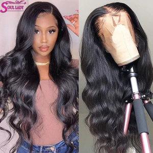 Парики из волос Soul Lady, прозрачные на сетке, передний парик, 360 полноразмерные парики на сетке, 13x6, волнистые передние парики из человеческих волос, необработанные искусственные волосы