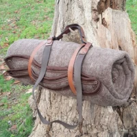 thermal wool blanket camping survival gear handmade leather hanger strap sleeping bag emergency first aid warm tool