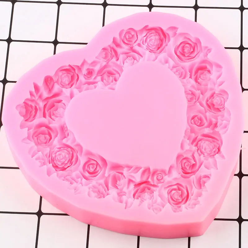 

Heart Shape Flower Wreath Silicone Mold Wedding Cake Decorating Tools Candy Chocolate Gumpaste Molds Polymer Clay Resin Mould