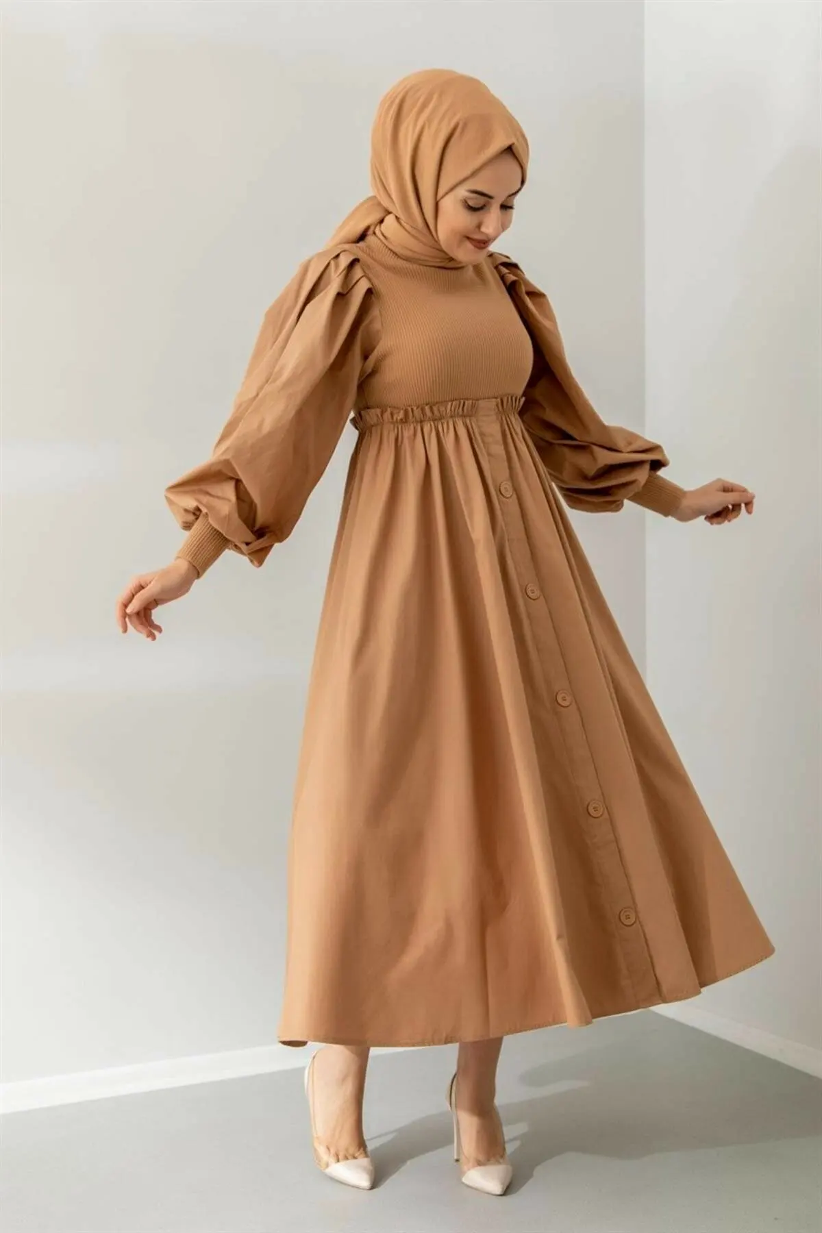 Женское платье свитер с пуговицами и пуговицами элегантный дизайн Длинное Элегантное повседневное платье мусульманская мода мусульманска...