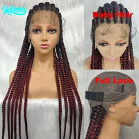 36 inch Braided Wigs Full Lace Wig Braiding Hair For Black Women Synthetic Box Braids Hair Cheap Wigs For Wholesale New