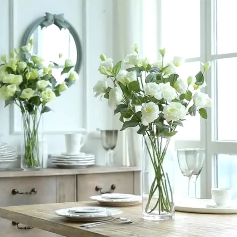 

Искусственные цветы Eustoma Grand florum, листья растений, искусственный цвет, белый Осенний букет, розы, цветок, украшение для офиса