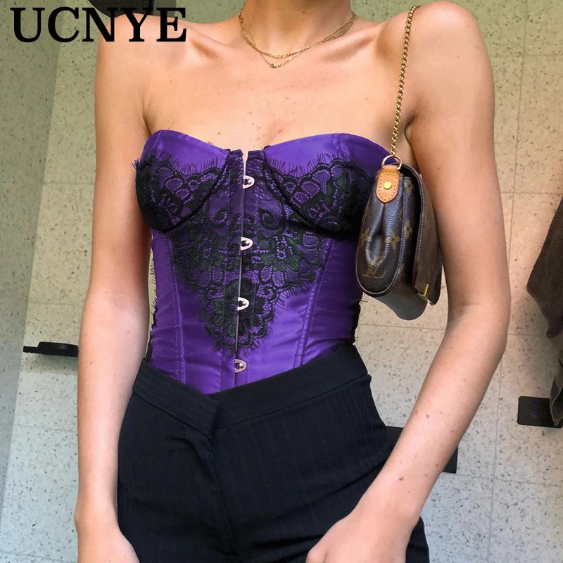 Ucny Женский корсет со стальными костями на шнуровке стимпанк сексуальное бюстье