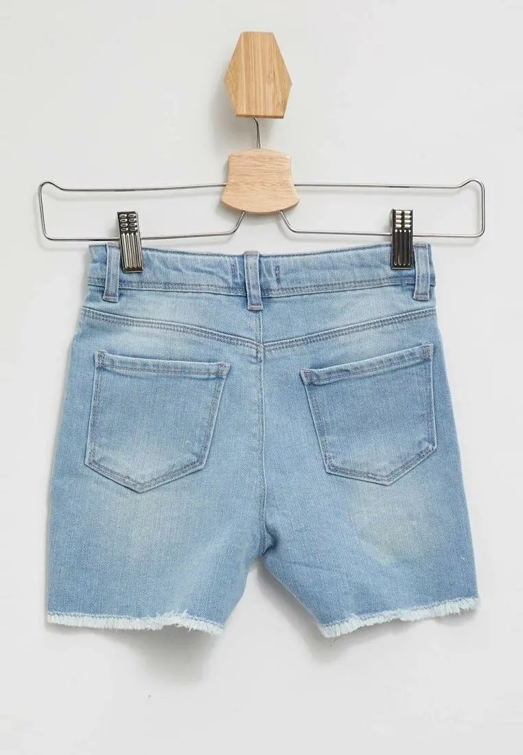 DeFacto девушка летние джинсовые шорты для девочек светильник синий рваные короткие