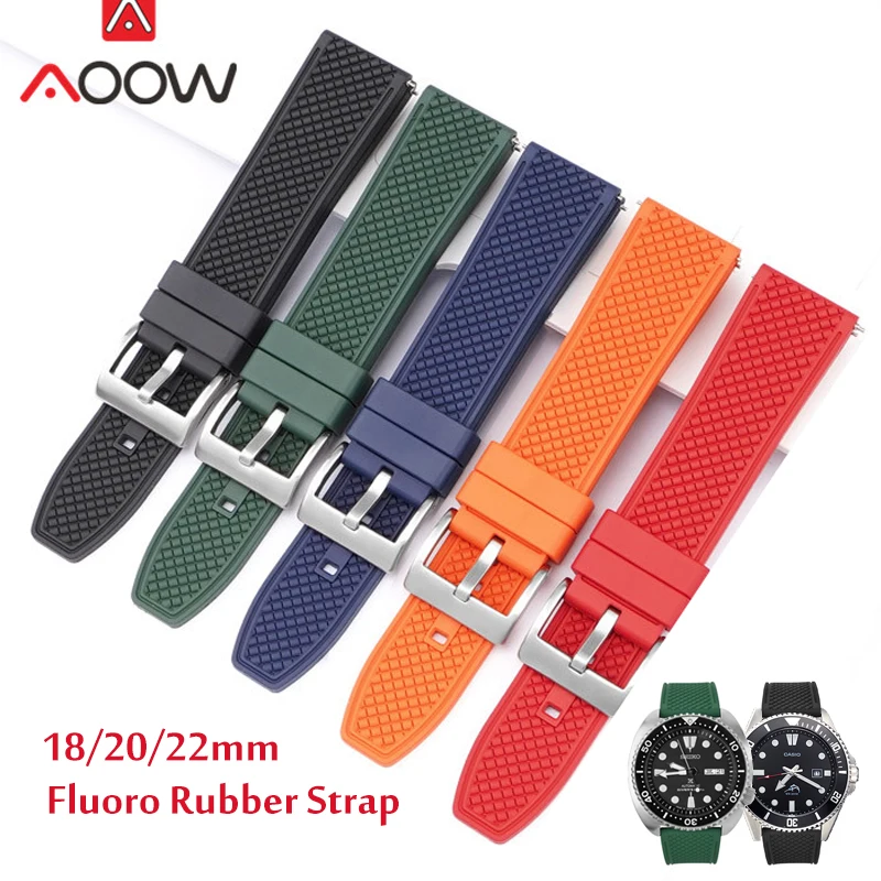 

Fluoro Rubber Strap 18/20/22mm Quick Release Soft Sport Waterproof Men Women Replacement Universal Watch Band for Huawei GT3 pro