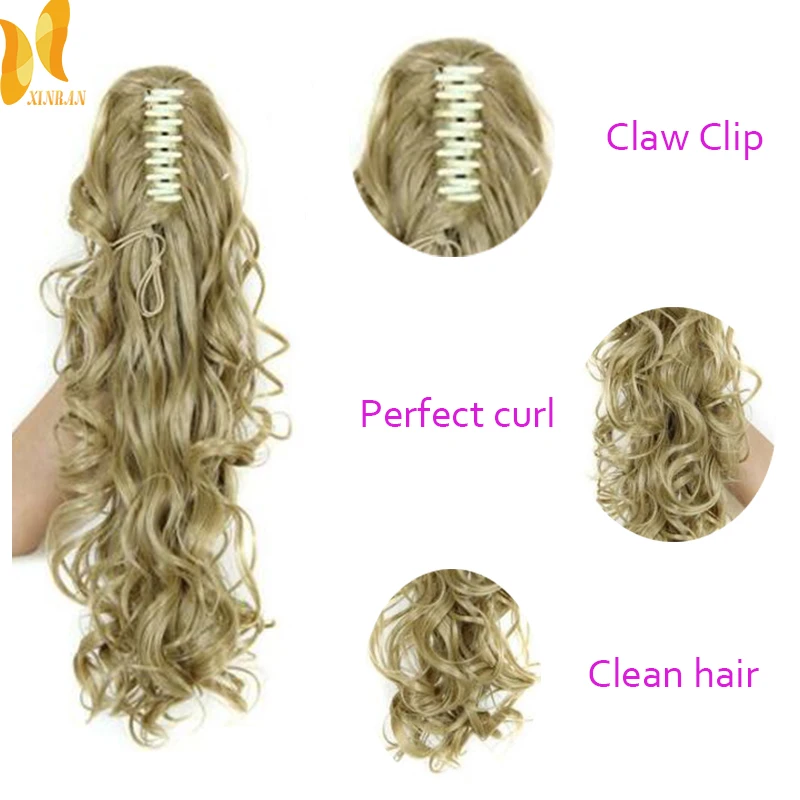 XINRAN Long Thick Wave Ponytail Extension Claw Clip Wavy Extensions Synthetic Fiber In Hair For Women | Шиньоны и парики
