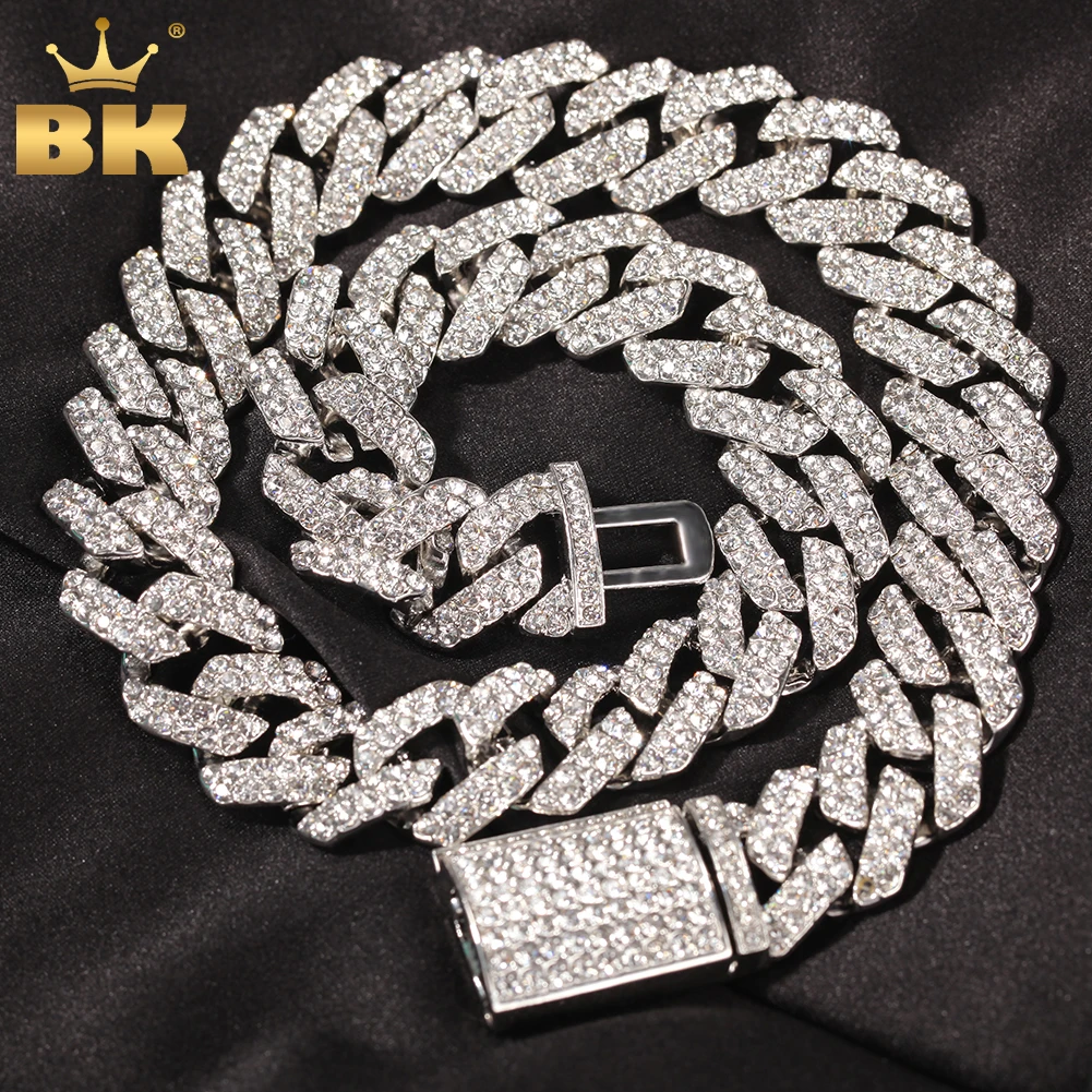 BLING KING 18 мм Bling S-Link кубинские ожерелья Майами Хип-хоп мужские сверкающие стразы