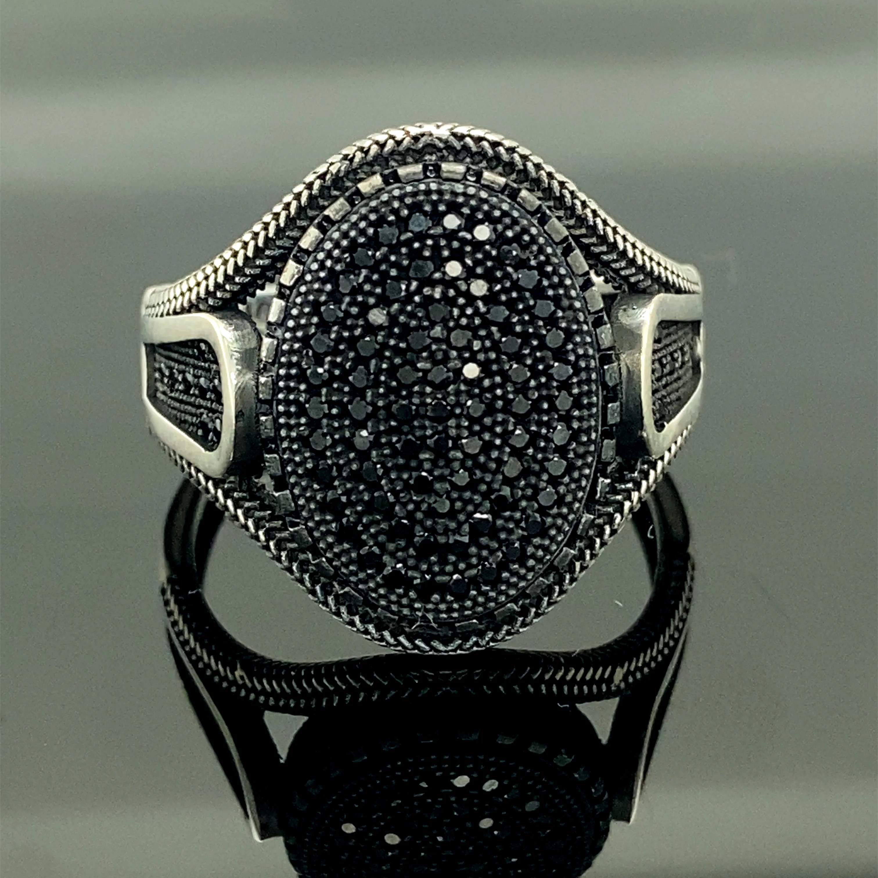 925k Silver Black Stone Men Ring, Ottoman Jewelry, Turkish Style Handmade Ring