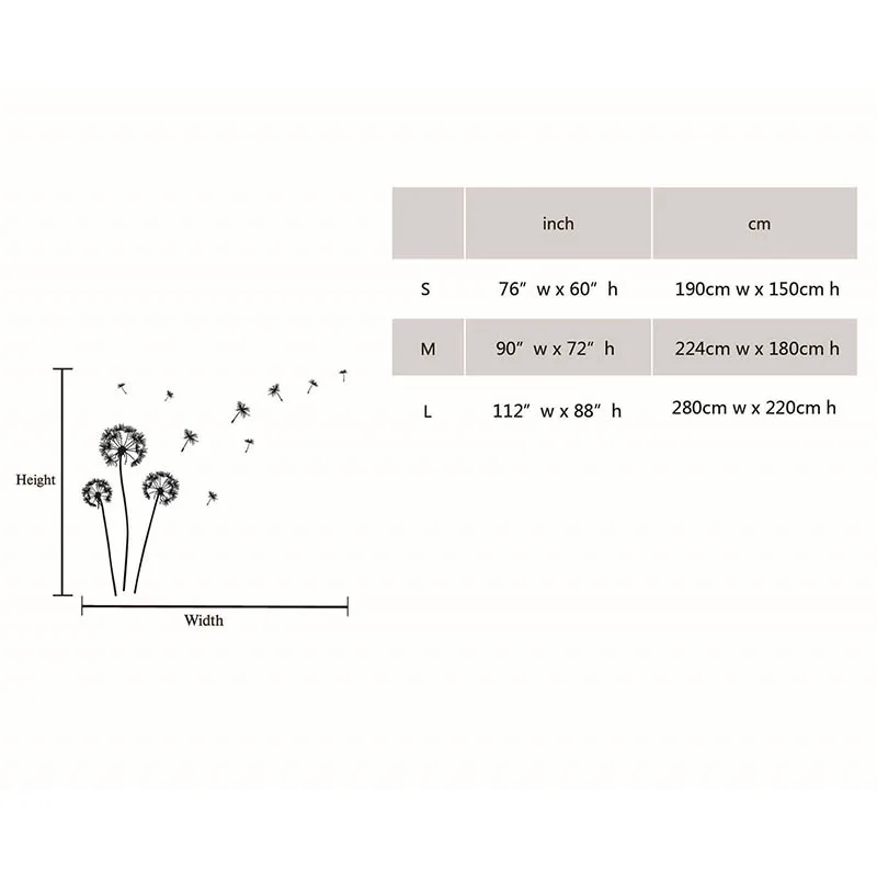 Наклейка на стену с одуванчиками Set семена одуванчика выдувание ветре настенное