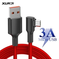 xunji usb micro cable 3a fast charging cord 1 2m 2m wire for xiaomi redmi realmi micro usb cell phone charge