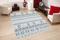 Mystic Pattern Cotton Double-Sided Use Black-White-Gray Carpet Rugs for Living Room / Bedroom / Dining Room / Study / Kitchen