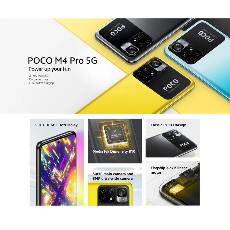 Ceny Wersja Globalna Poco M4 Pro 5G NFC (fabrycznie Nowe/uszczelnione) MediaTek Dimensity 810 5G | Bluetooth 5.1 | 5000mAh 33W | IP53