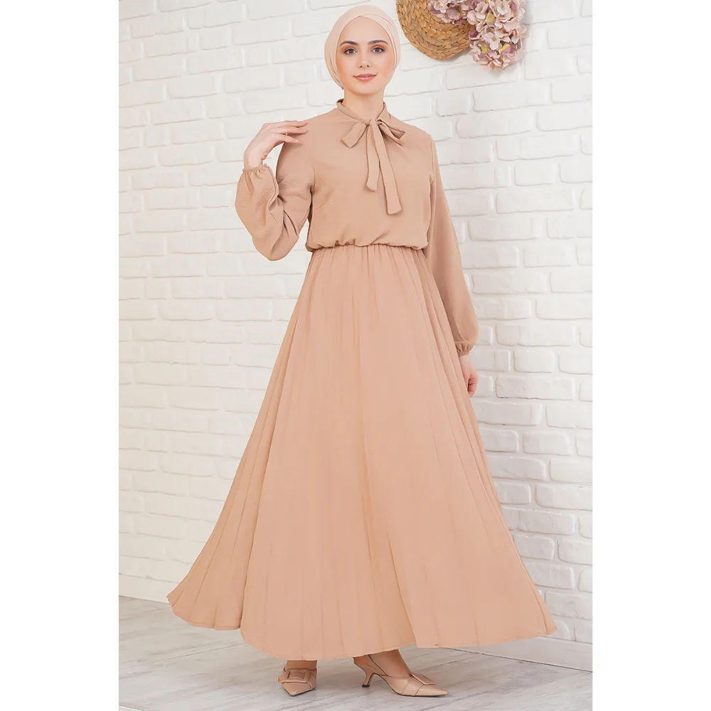 Collar Belted Pleated Hijab Dress 2022 Season Trend -muslim dress women abaya kaftan modest dress abayas for women abaya turkey