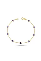 Gold Evil Eye Beaded Navy Blue Tifany Bracelet TTGBLANZ102 -Certified 14K Gold-A perfect gift for your loved Ones