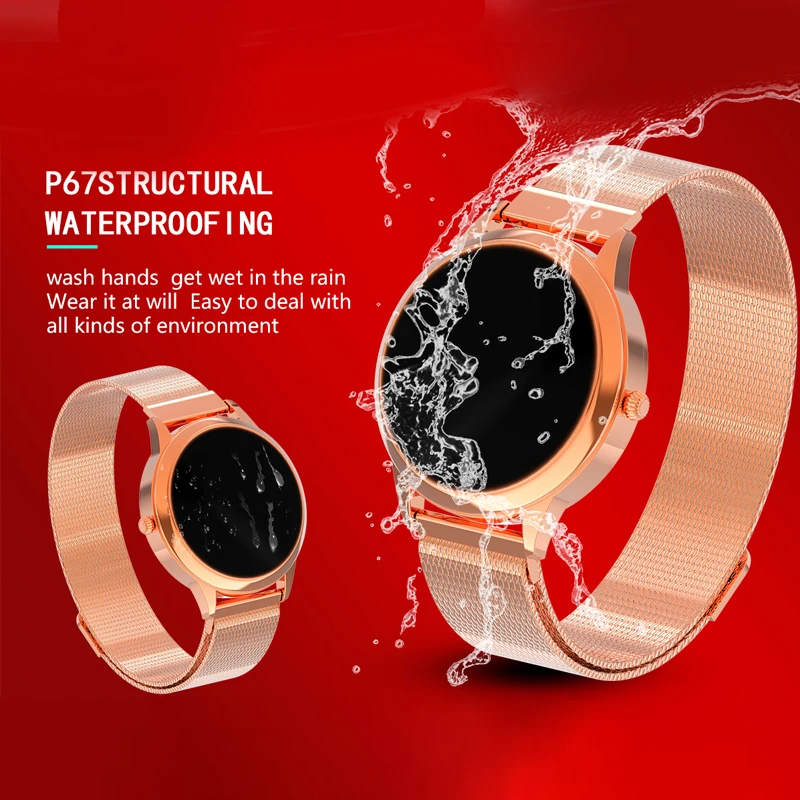 

2020 SmartWatch Women Smart Watches Gold Fashion Bracelet Heart Rate Monitor IP68 Waterproof Connect IOS Android Best Gift Lover