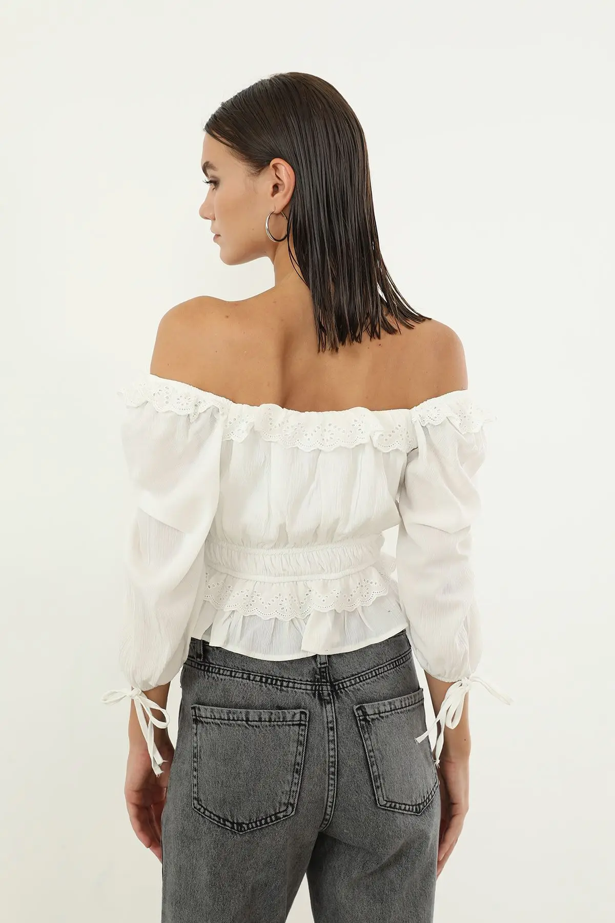 Женская блузка с кружевной отделкой летняя модная футболка из хлопка новая