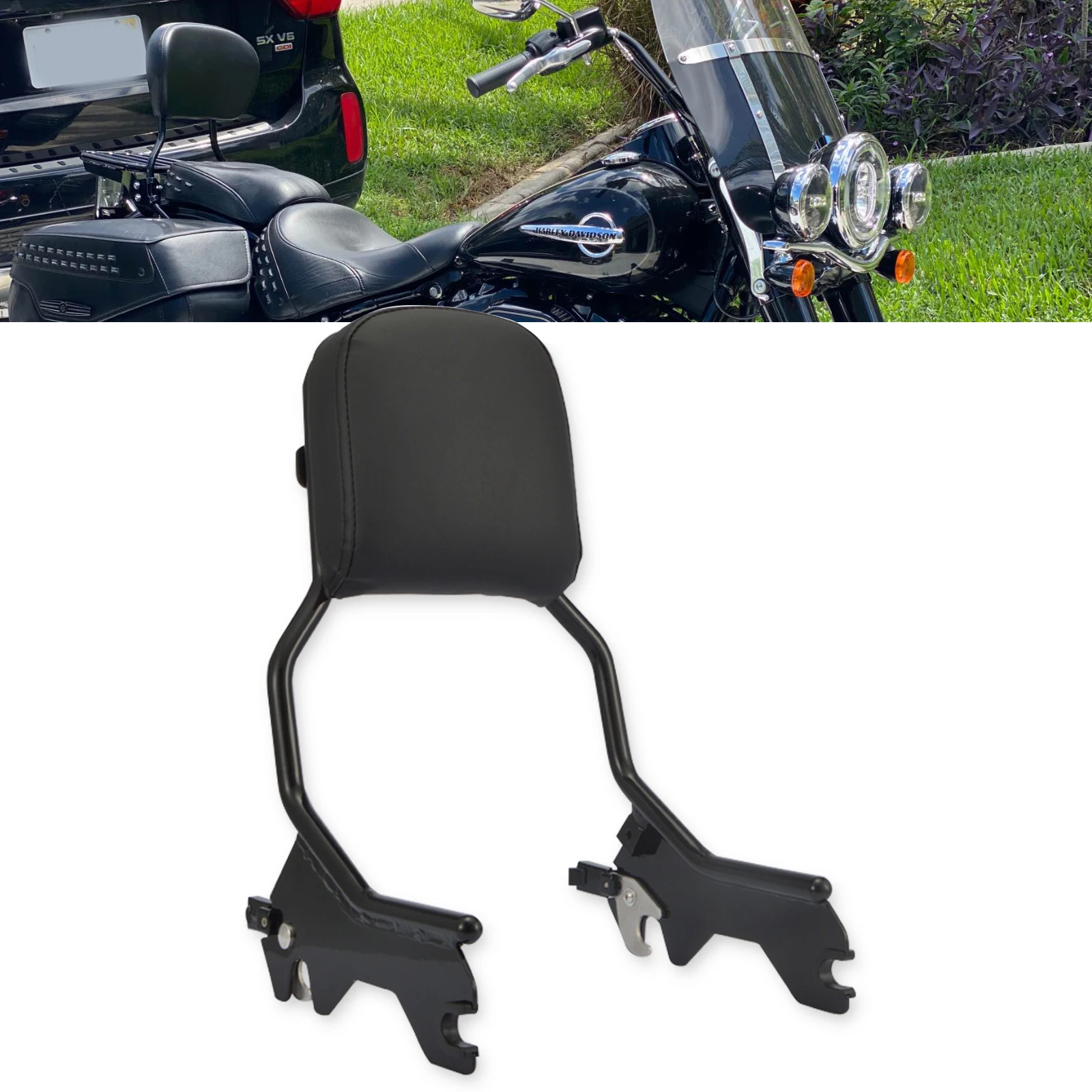 Черная Съемная стандартная высота спинка для пассажира Wsen Harley 2018-UP Softail FLDE FLHC FLHCS