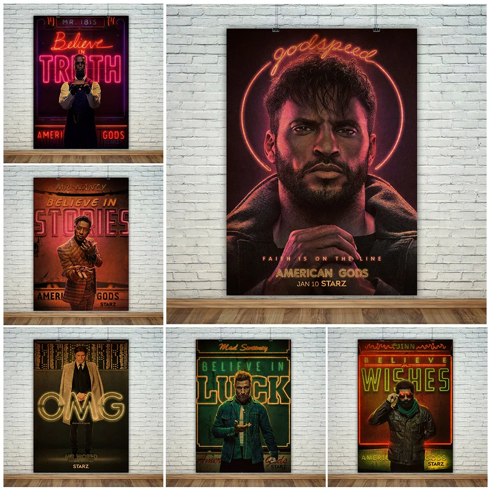 

Poster Of The American Gods Wall Art Canvas Painting Zeus The Battle Between The Old And The New Posters And Prints Decoration