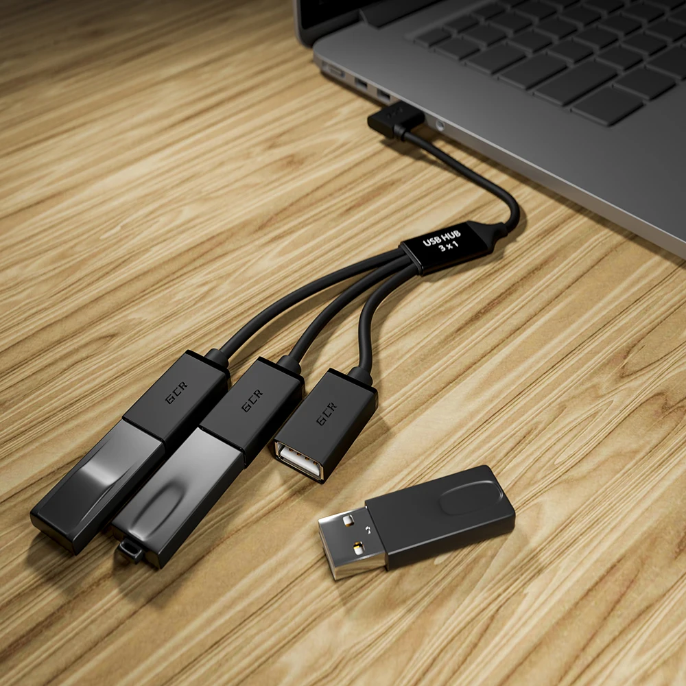 GCR Угловой разветвитель USB Hub 3 port кабель юсби хаб 1х3 порта для ПК ноутбука Smart TV Xiaomi