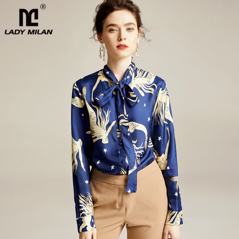 Женские модельные рубашки из чистого шелка 100% винтажная элегантная повседневная