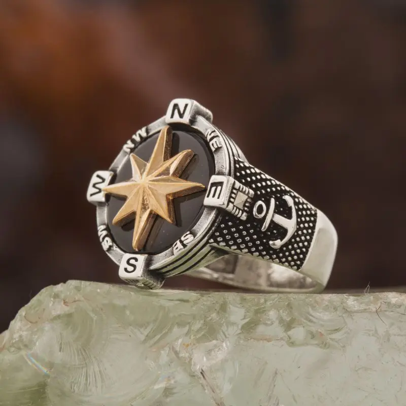 

Серебряное кольцо с компасом 925 пробы, модное турецкое кольцо Премиум-Качества, ручная работа