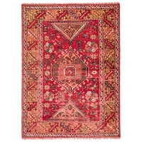 red geometric canakkale carpet 6x4 feet red faded area rug 172x126 cm eco friendly turkish carpet natural wool carpet rug