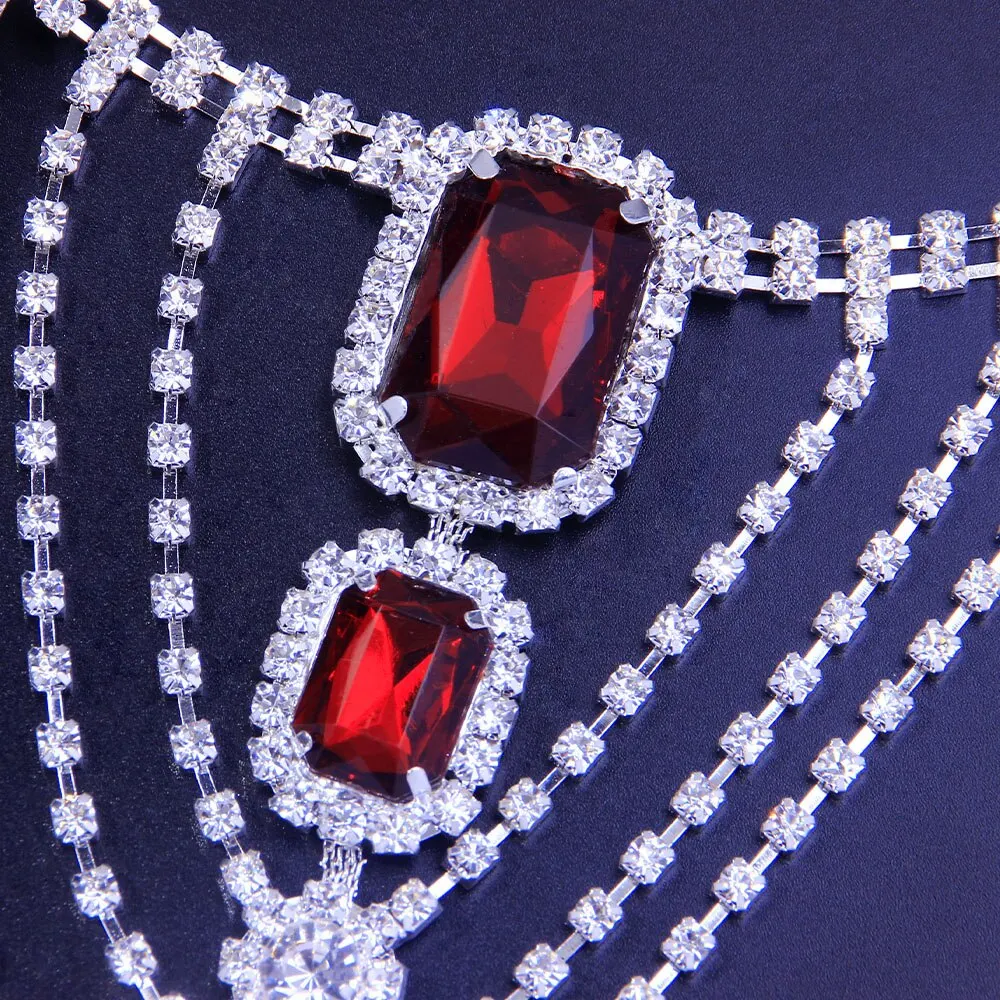 Женская эротическая цепочка для живота Rave красная на талию роскошное