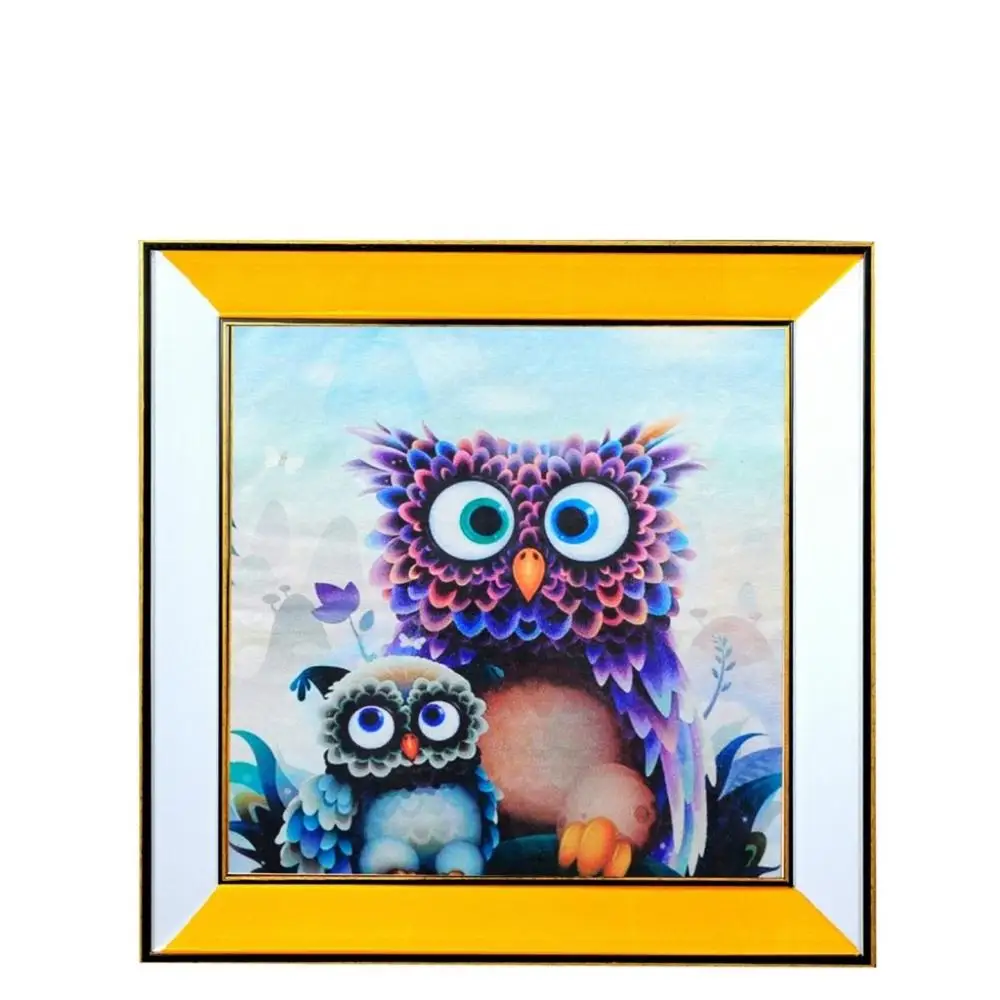 

Canvas Painting Acrylic Metallic Framed Owl with Glass 51 * 51 cm