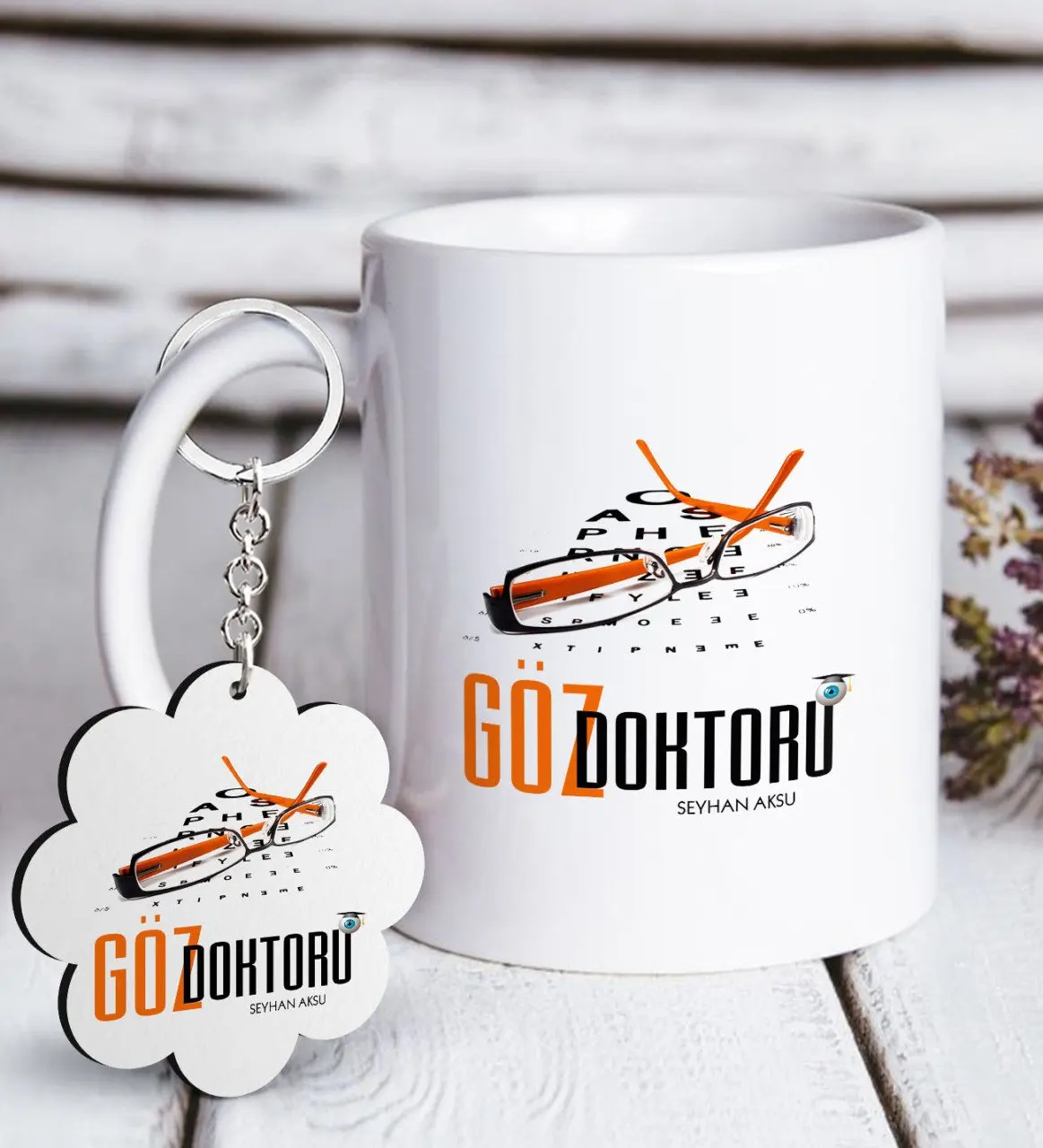 

Personalized Professional Eye Doctor White Mug and Keychain Gift Set