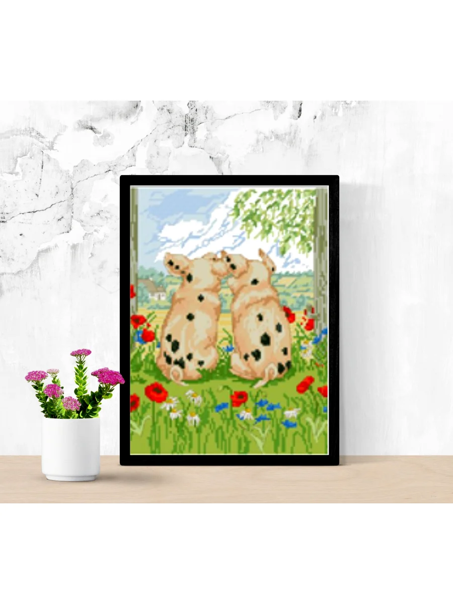 Вышивка крестиком набор Diy нитки мулине иголка схема на канве Животные кот собака