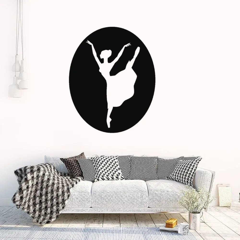 Эмблема танец силуэт балерины Наклейка на стену танцы гимнастическая комната