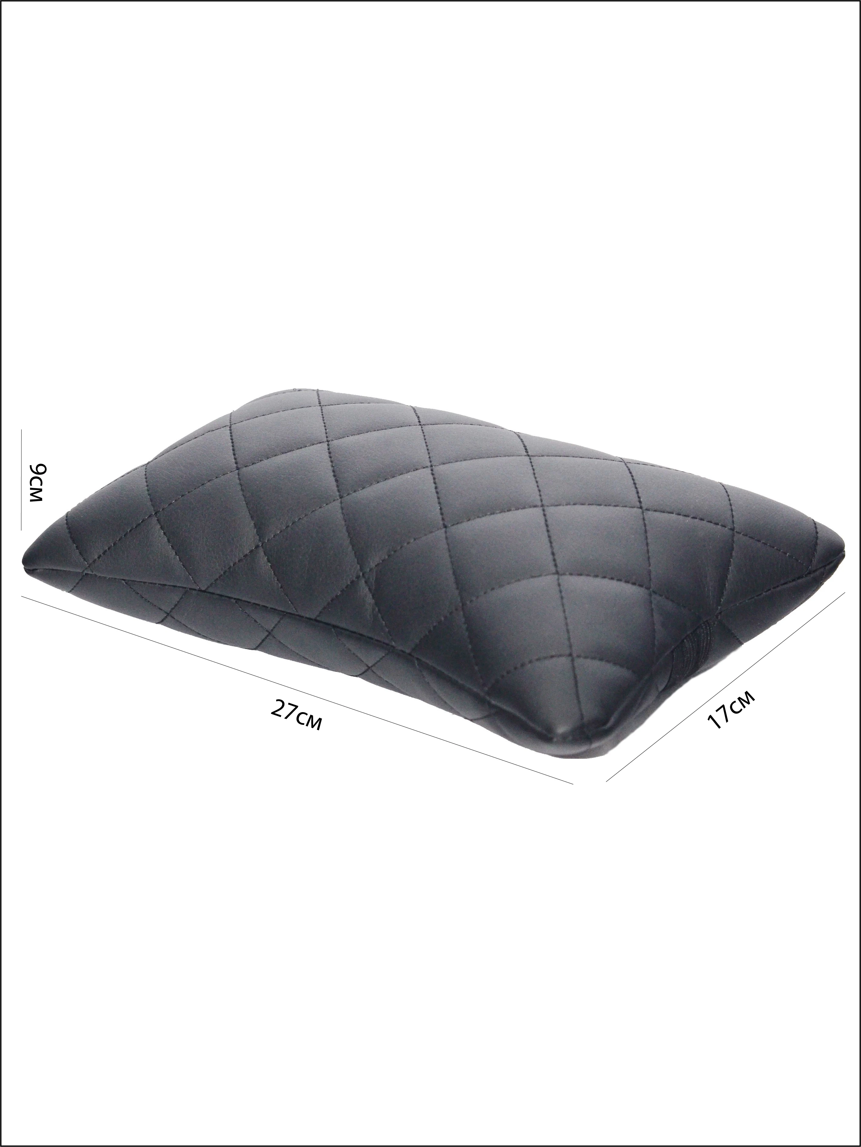 Pillow under the neck carstyle of eco-leather black rhombus |