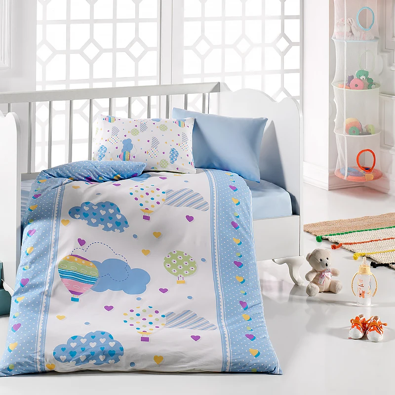 Комплект постельного белья Lady Moda Baloon из 4 предметов 100x150 см 100% хлопок с мультяшным