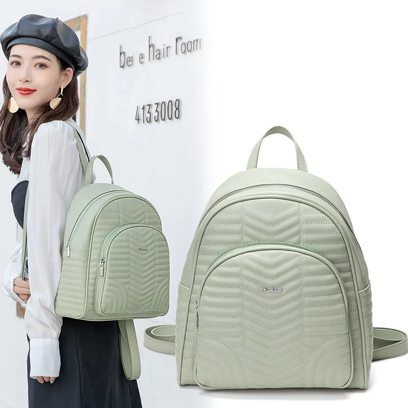

Winter retro embroidery thread 2020 new fashion quality female backpack PU leather luxury brand designer travel female student
