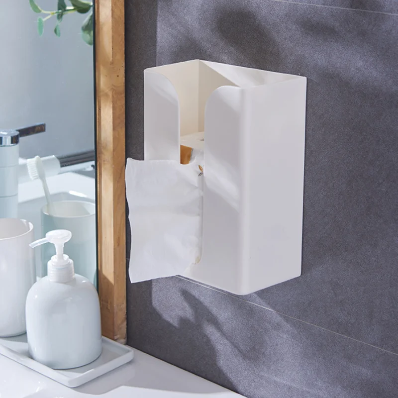 

Punch-free kitchen paper storage box drawer tray toilet seamless wall-mounted paper towel holder toilet tissue box