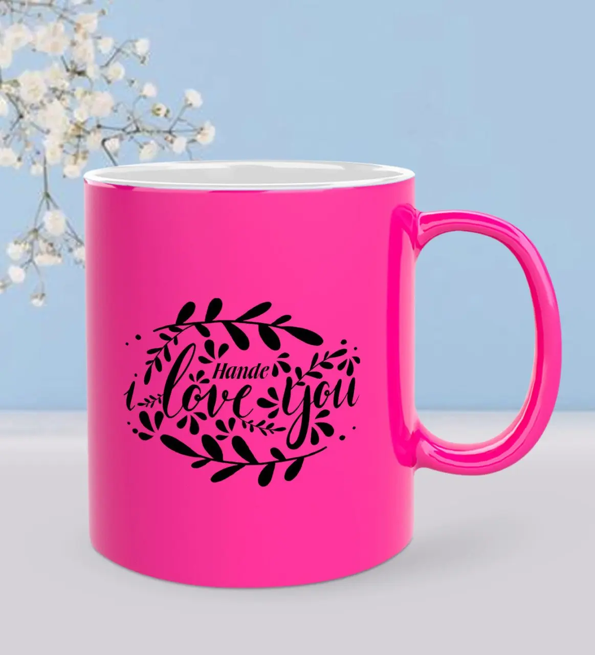

Personalized Custom Sweetheart Design Highlighter Pink Mug Cup-99