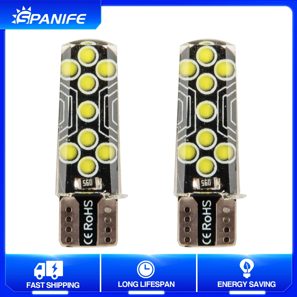 

Spanife 2X T10 LED Car Light Bulbs T10 W5W 194 168 COB 18SMD Wedge Clearance Bulb Side Map Interior Lamps Part 12V Diode White