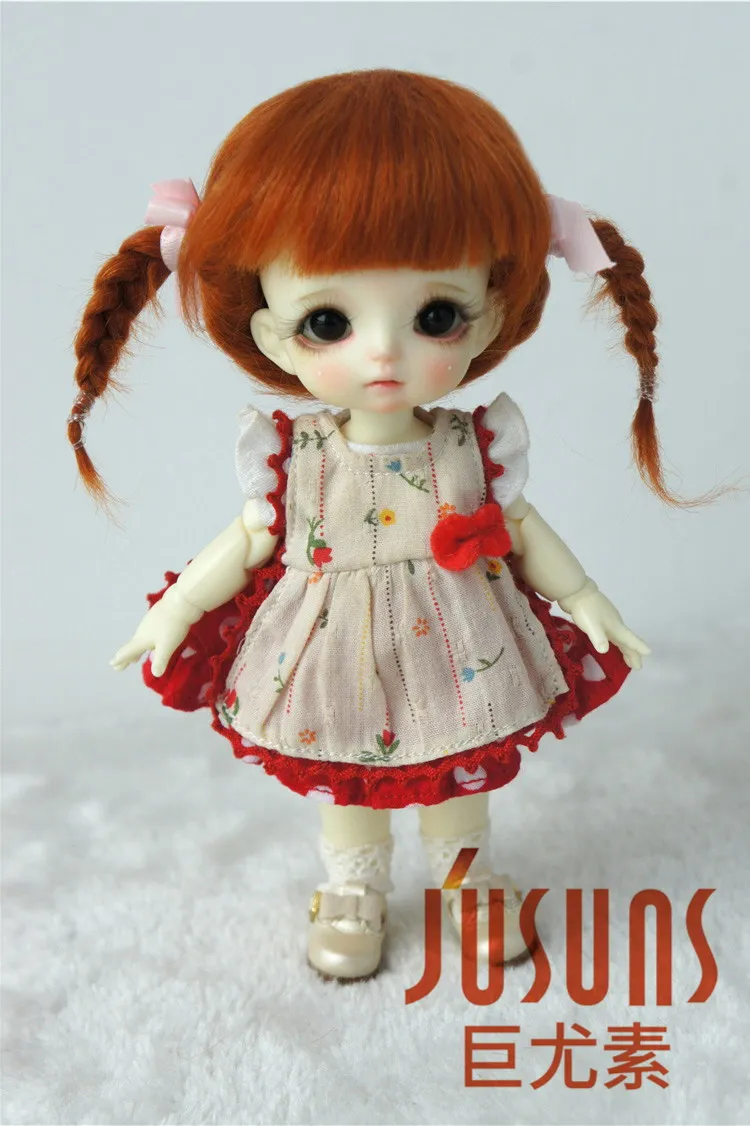 5-6inch Carrot M8 JD540 1/12 1/8 милые BJD мохеровые парики короткие размер 3-4 дюймов 4-5 дюймов 5-6 дюймов парик модные аксессуары две косы кукольные волосы - Цвет: 5-6inch Carrot M8