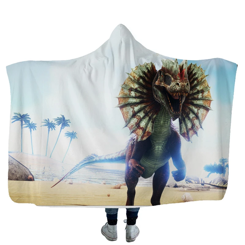 В стиле Парк Юрского периода с принтом динозавра плюша на меху капюшоном и