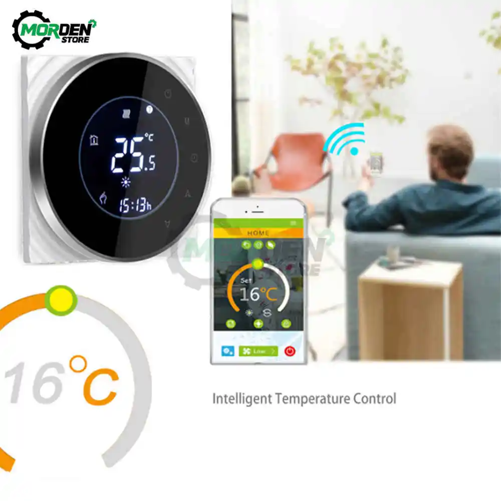 

WiFi Smart Touch Thermostat Temperature Wireless Controller For Water/Electric Floor Heating Water/Gas Boiler Works Home Use