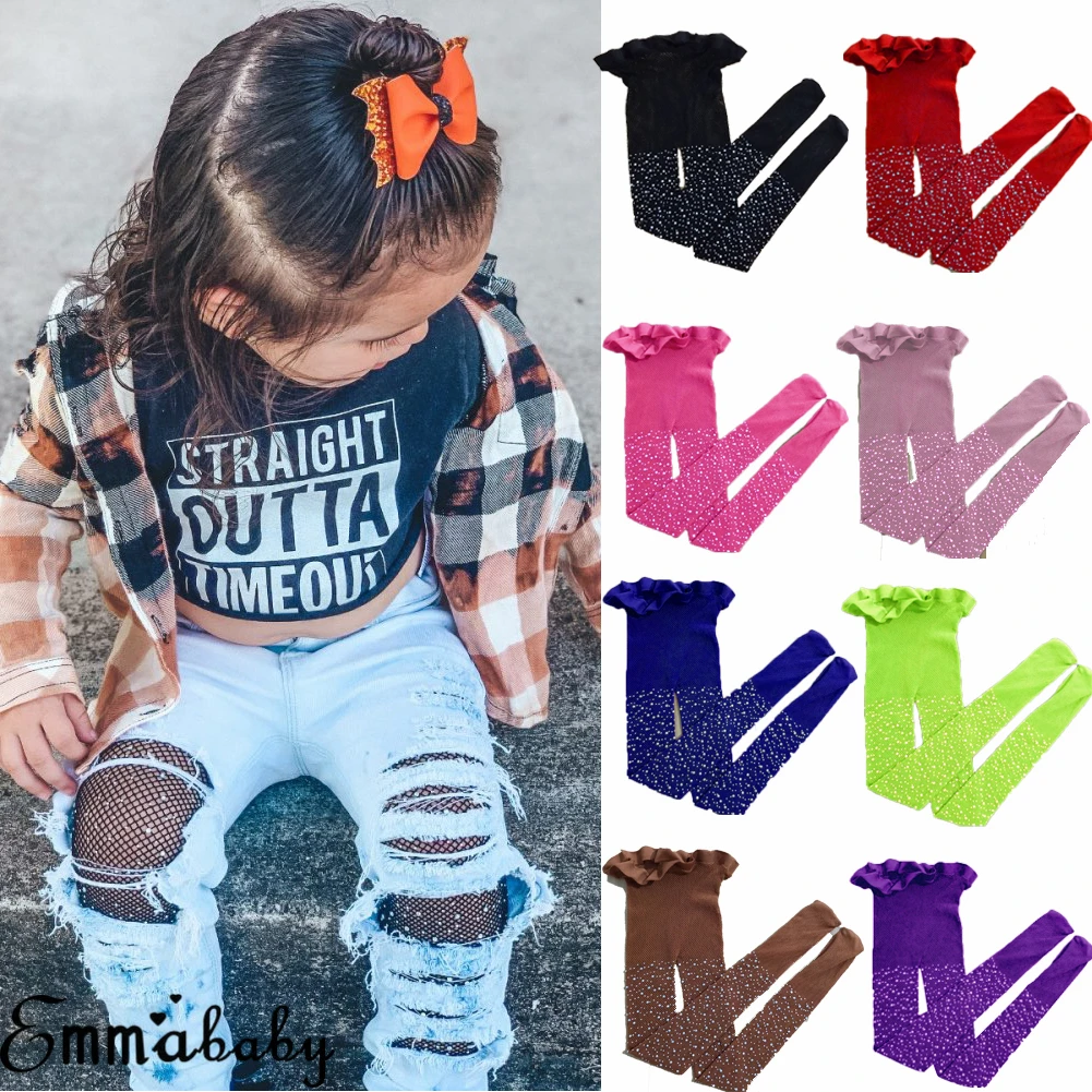 2019 для маленьких детей боди девочек Стразы чулки в сетку сетчатые колготки