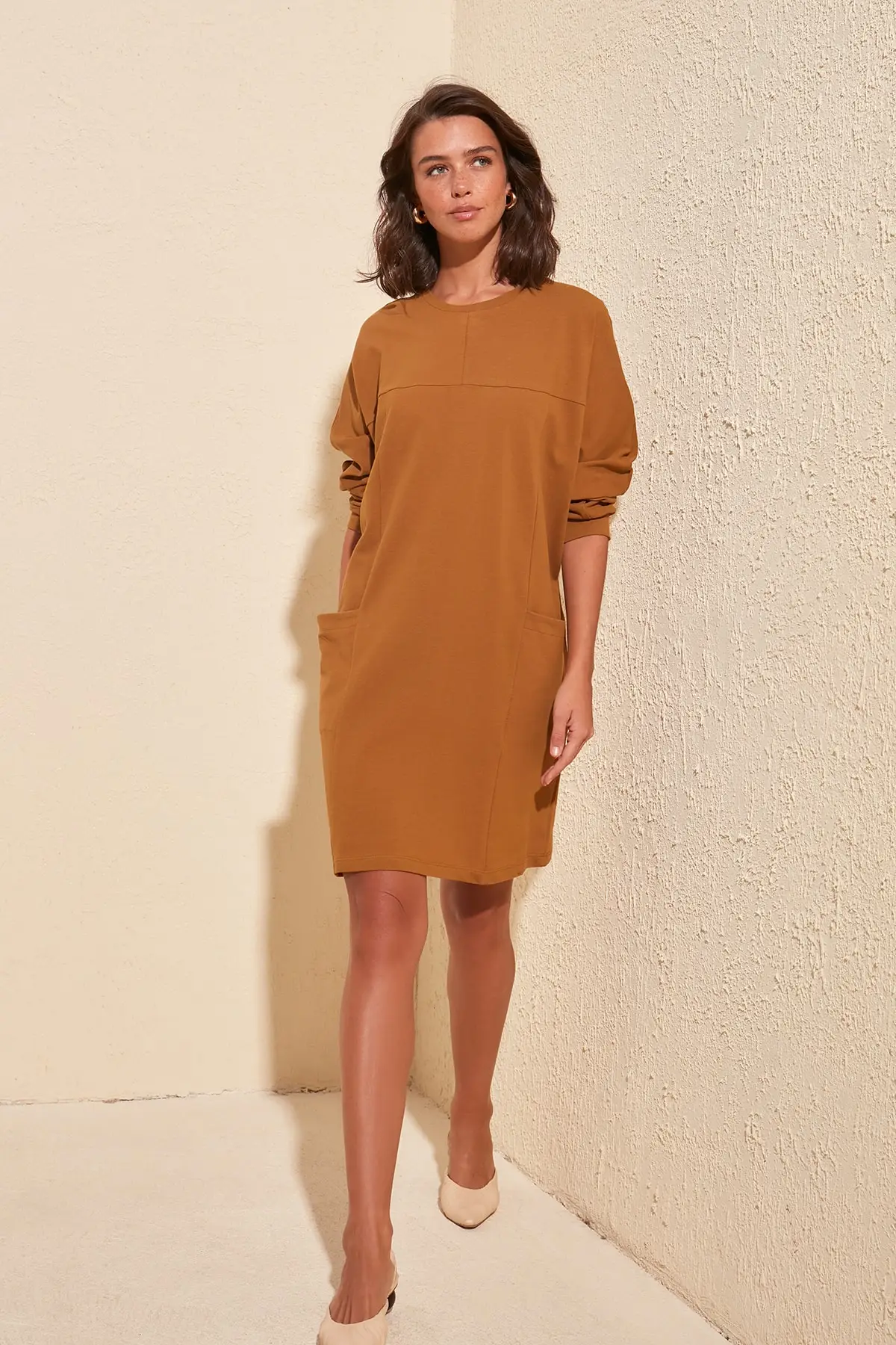 Трикотажное платье TWOSS20EL0631 с карманами|Женские платья| |