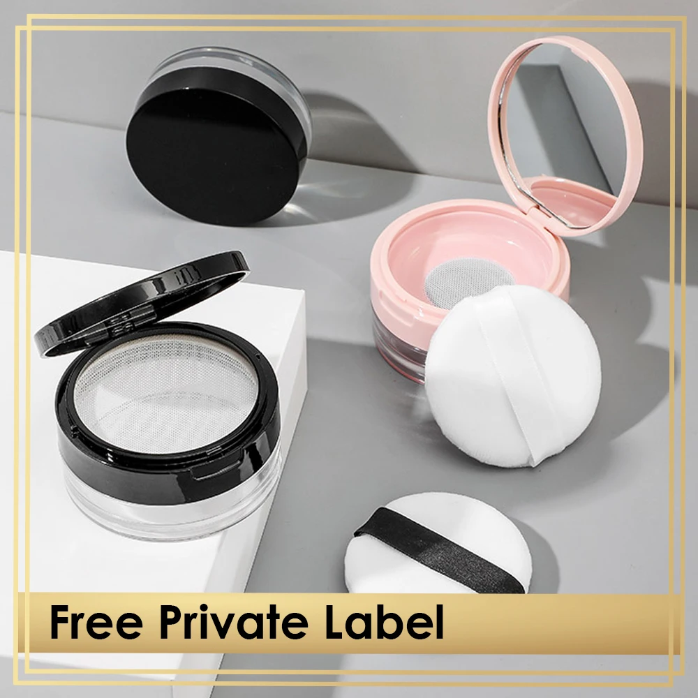 Loose Powder Empty Container Private Label Cosmetic Compact Loose Powder Packaging Case 10g Puff Box Case 20g Plastic Mirror Box
