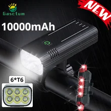 10000mAh 6*T6 Bike Light USB Rechargeable LED Bicycle Light 5000LM Headlight  MTB Flashlight Front Lamp as power bank