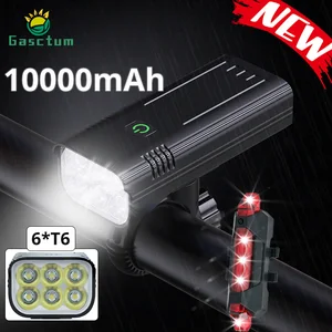 10000mah 6t6 bike light usb rechargeable led bicycle light 5000lm headlight mtb flashlight front lamp as power bank free global shipping