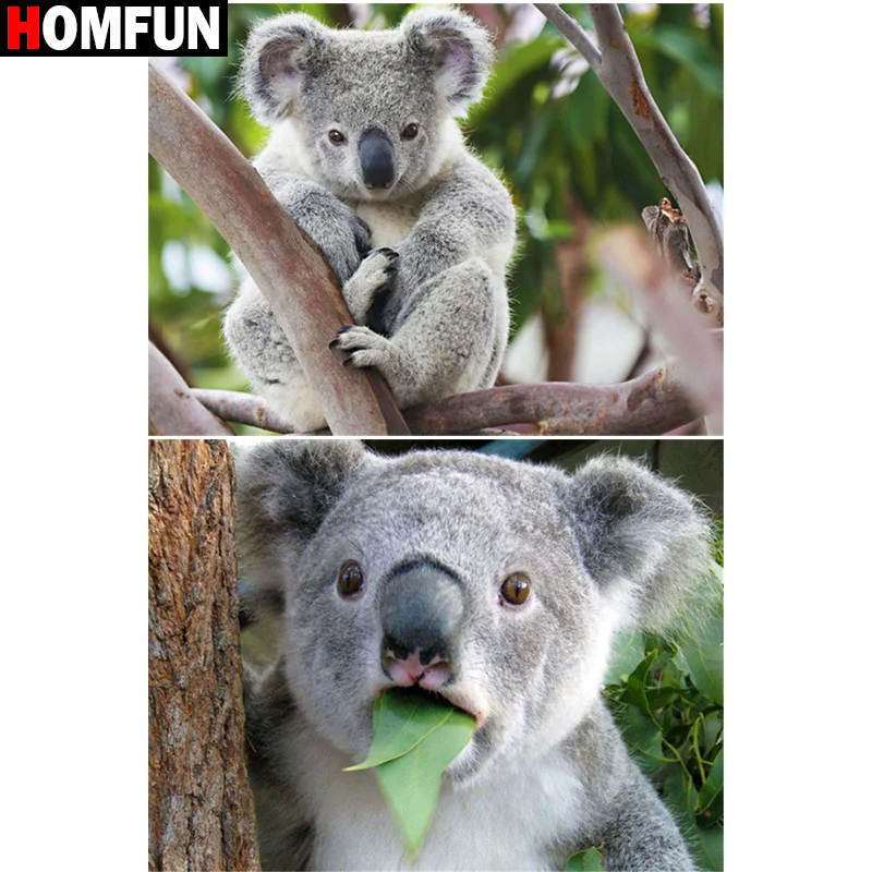 

Алмазная 5D Вышивка HOMFUN «Koala», картина из квадратных и круглых страз «сделай сам», вышивка крестиком, домашний декор, подарок