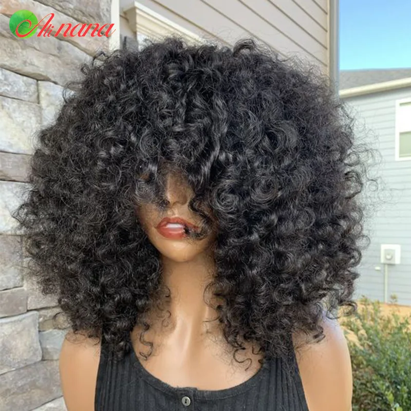 Перуанские парики Remy для черных женщин афро вьющиеся человеческие волосы с