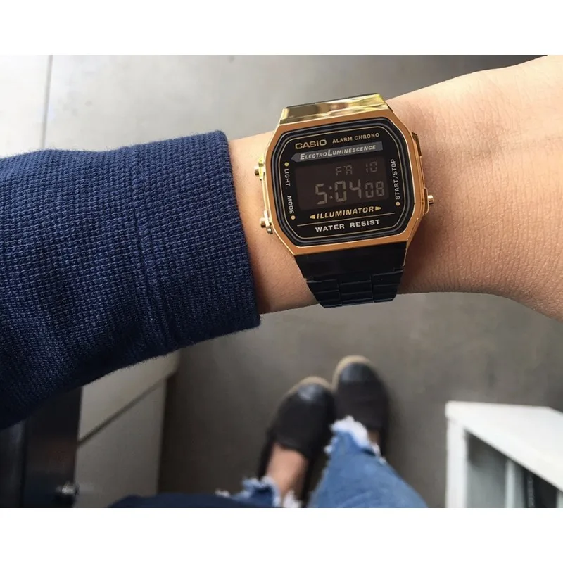 Оптическими зумом Casio Коллекция Часы A168WEGB 1BE|Мужские электронные часы| |