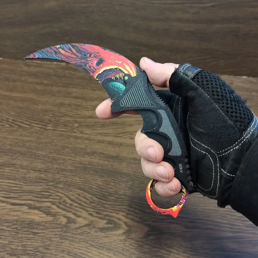 Нож Karambit камуфляж CS:GO из дерева 1:1 цветной (прямая печать) сувенирный в