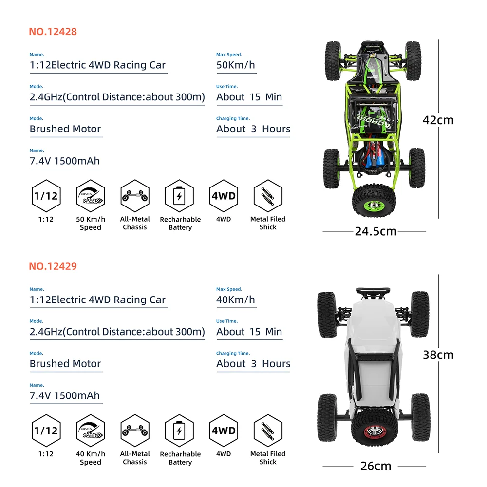 WLtoys 12428 Радиоуправляемая машина 1/12 50 км/ч радиоуправляемая светодиодная игрушка